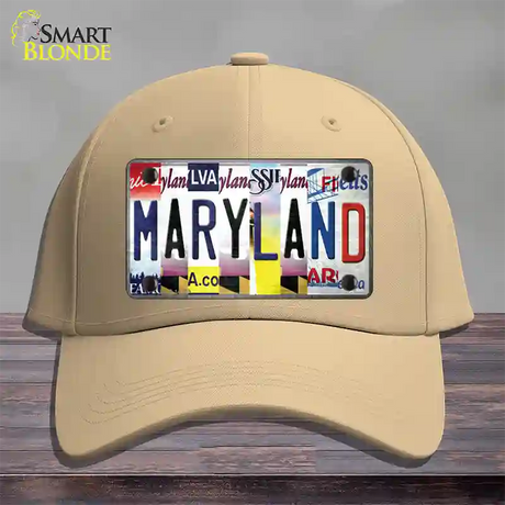 Maryland Strip Art Novelty License Plate Hat Cotton / Khaki