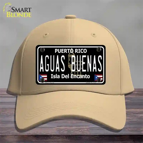 Aguas Buenas Puerto Rico Black Novelty License Plate Hat Cotton / Khaki