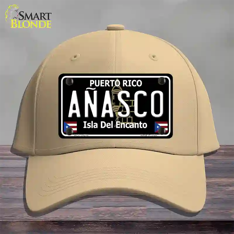 Anasco Puerto Rico Black Novelty License Plate Hat Cotton / Khaki