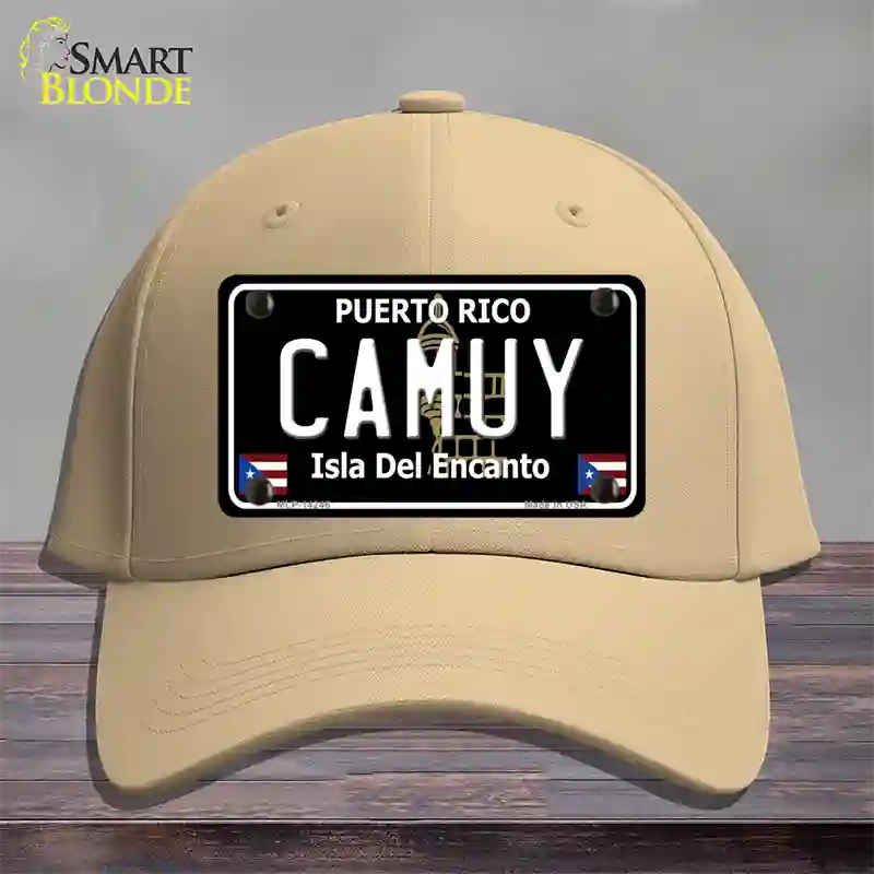 Camuy Puerto Rico Black Novelty License Plate Hat Cotton / Khaki