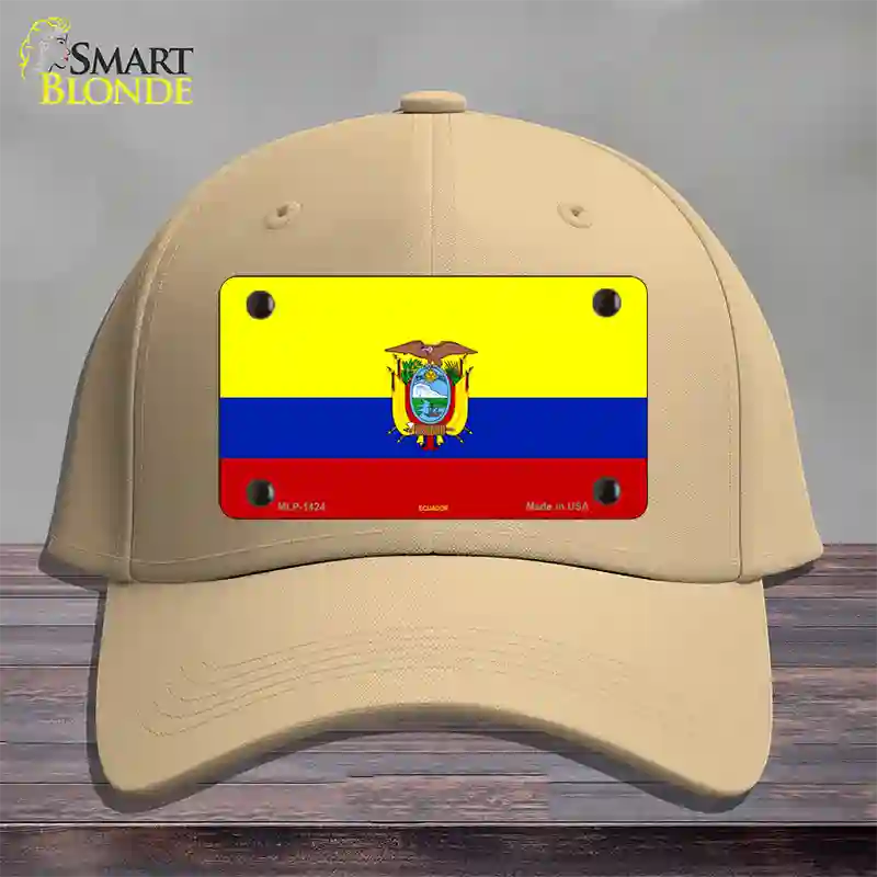 Ecuador Flag Novelty License Plate Hat Cotton / Khaki