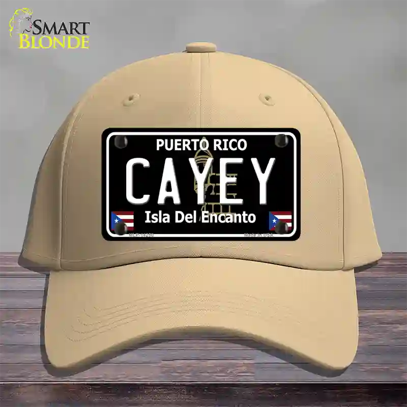 Cayey Puerto Rico Black Novelty License Plate Hat Cotton / Khaki