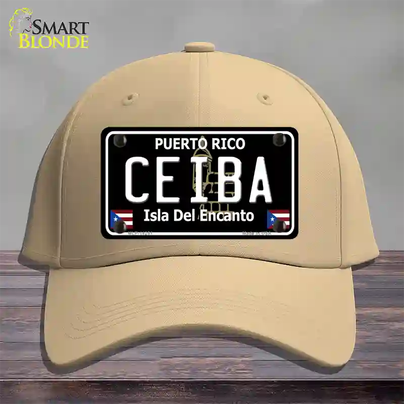 Ceiba Puerto Rico Black Novelty License Plate Hat Cotton / Khaki