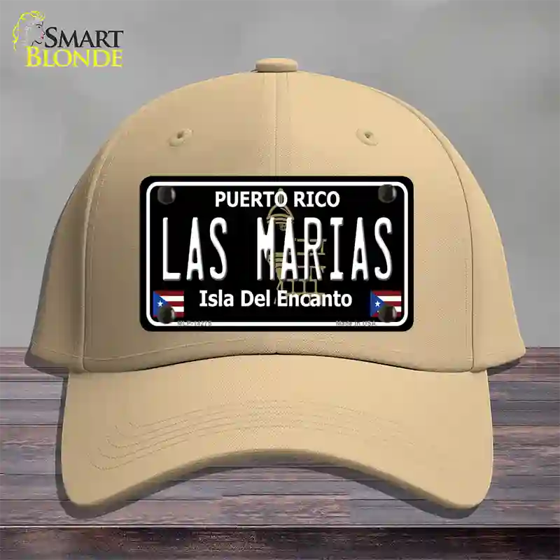 Las Marias Puerto Rico Black Novelty License Plate Hat Cotton / Khaki