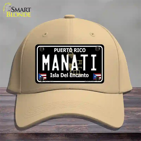 Manati Puerto Rico Black Novelty License Plate Hat Cotton / Khaki