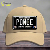 Ponce Puerto Rico Black Novelty License Plate Hat Cotton / Khaki