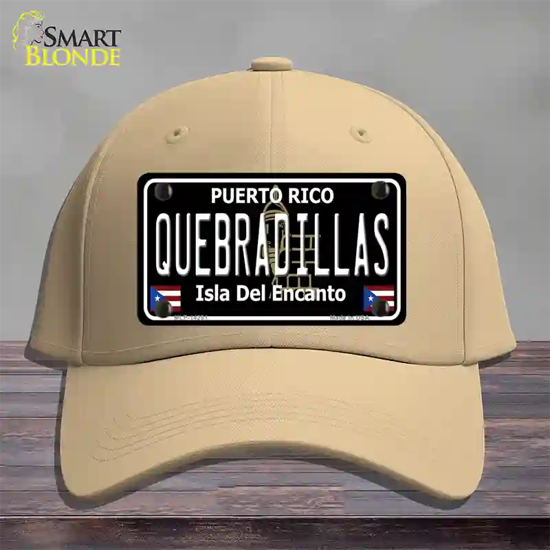 Quebradillas Puerto Rico Black Novelty License Plate Hat Cotton / Khaki