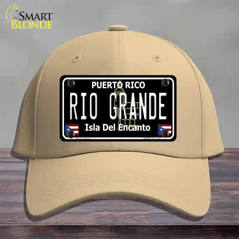 Rio Grande Puerto Rico Black Novelty License Plate Hat Cotton / Khaki