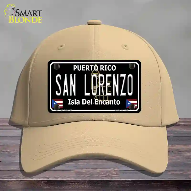 San Lorenzo Puerto Rico Black Novelty License Plate Hat Cotton / Khaki