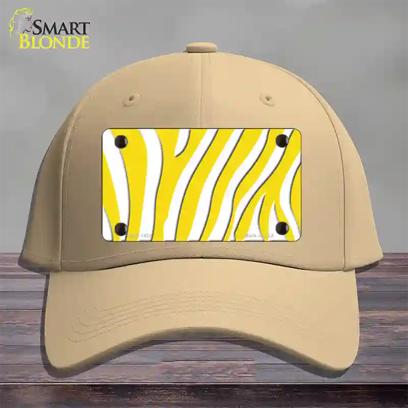 Yellow White Zebra Novelty License Plate Hat Cotton / Khaki