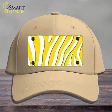 Yellow White Zebra Novelty License Plate Hat Cotton / Khaki