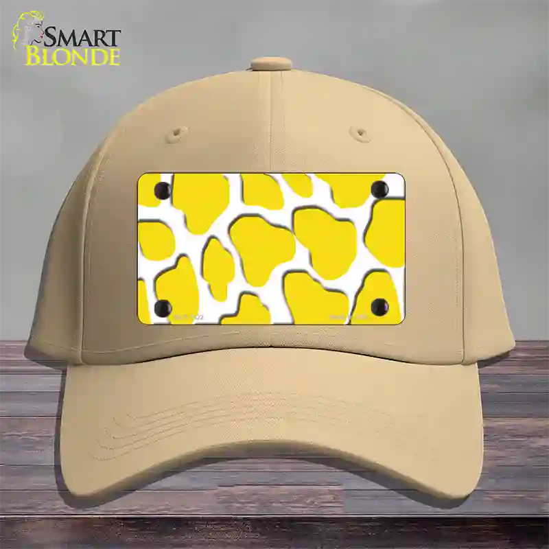 Yellow White Giraffe Novelty License Plate Hat Cotton / Khaki