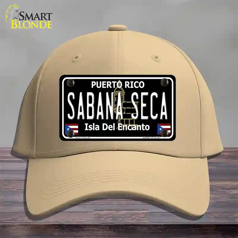 Sabana Seca Puerto Rico Black Novelty License Plate Hat Cotton / Khaki