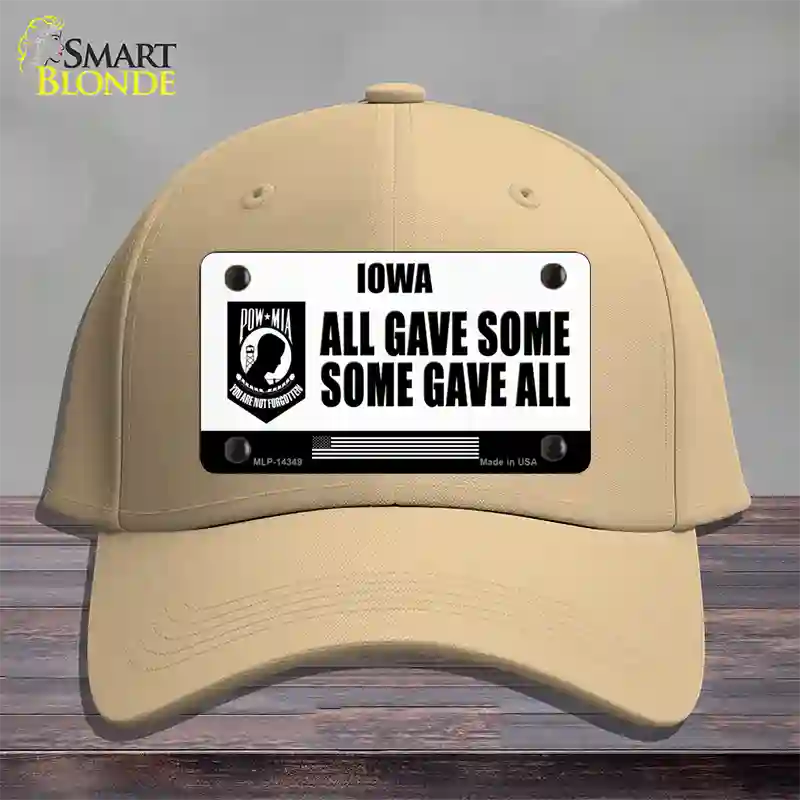 Iowa POW MIA Some Gave All Novelty License Plate Hat Cotton / Khaki