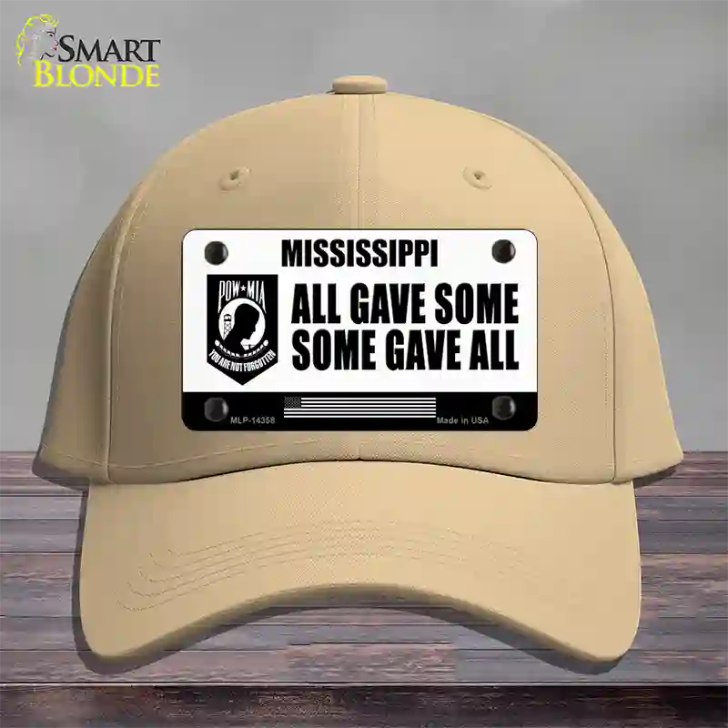 Mississippi POW MIA Some Gave All Novelty License Plate Hat Cotton / Khaki