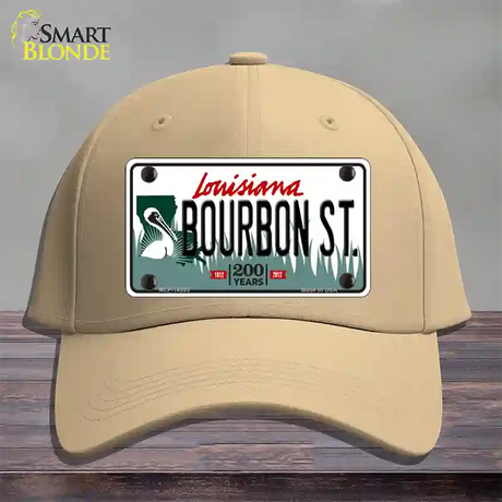 Bourbon St Louisiana Novelty License Plate Hat Cotton / Khaki