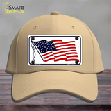 American Flag Waving White Novelty License Plate Hat Cotton / Khaki