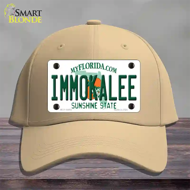 Immokalee Florida Novelty License Plate Hat Cotton / Khaki