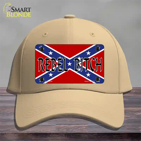 Rebel Bitch Novelty License Plate Hat Cotton / Khaki