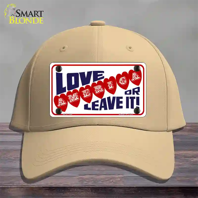 Love America Or Leave It Novelty License Plate Hat Cotton / Khaki