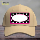 White Black Polka Dots Pink Frame And White Center Oval Novelty License Plate Hat Cotton / Khaki