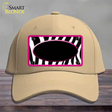 Black White Pink Zebra Center Oval Novelty License Plate Hat Cotton / Khaki