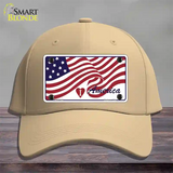 I Love America Flag Novelty License Plate Hat Cotton / Khaki