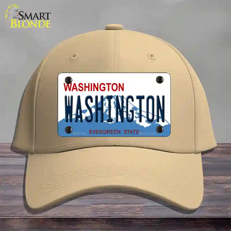 Washington State Novelty License Plate Hat Cotton / Khaki