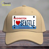 I Love Seattle Washington Novelty License Plate Hat Cotton / Khaki