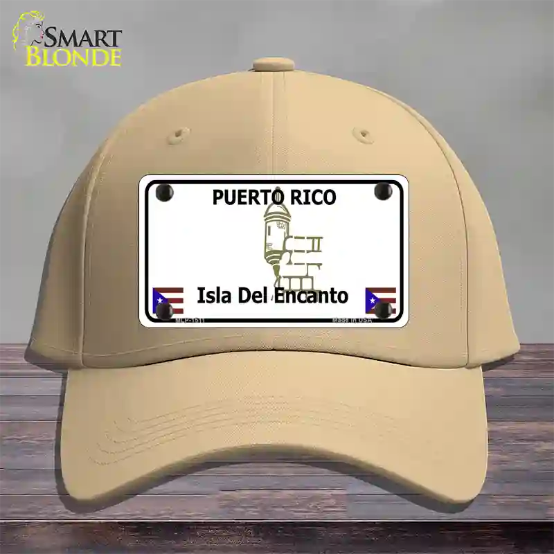 Puerto Rico Novelty License Plate Hat Cotton / Khaki