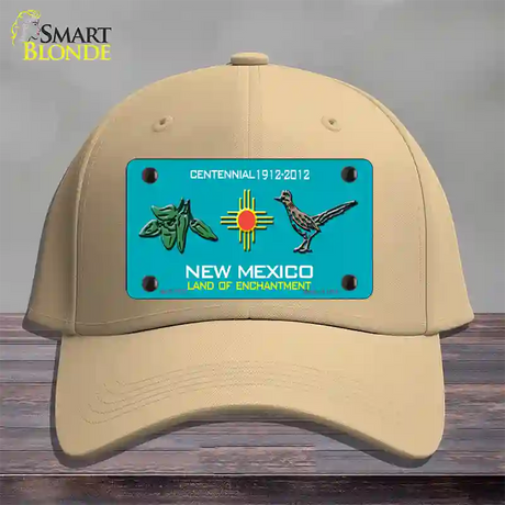 Green Chili & Road Runner New Mexico Novelty License Plate Hat Cotton / Khaki