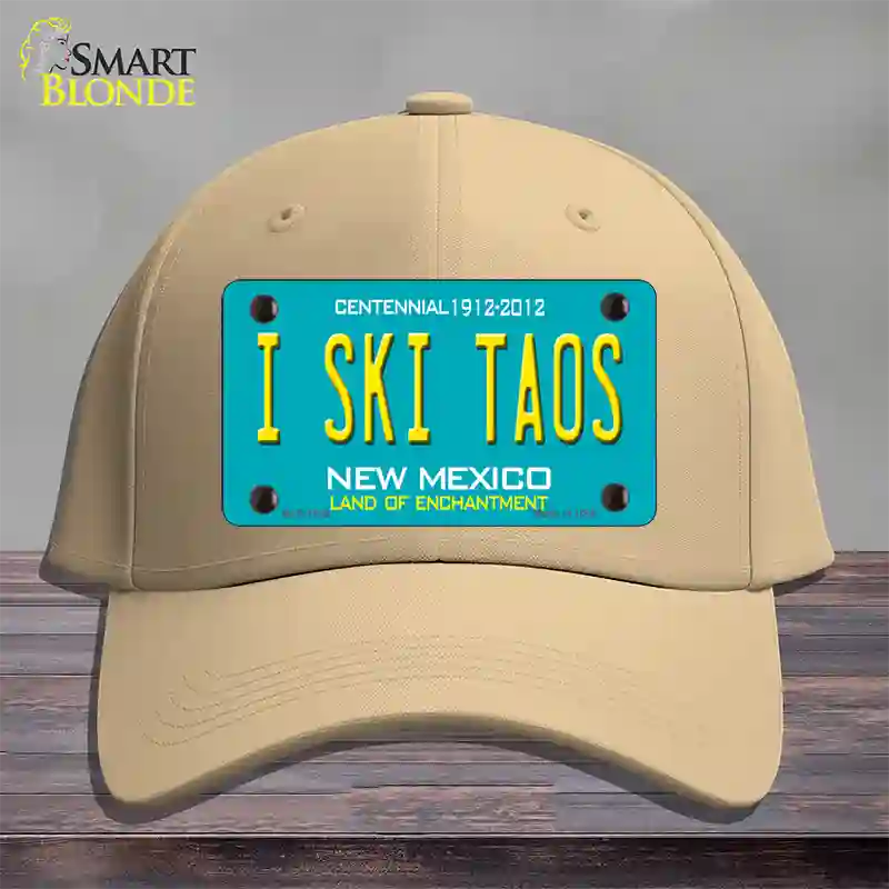 I Ski Taos New Mexico Novelty License Plate Hat Cotton / Khaki