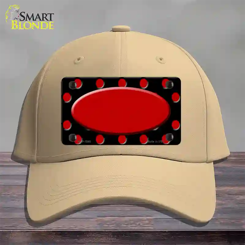 Red Black Polka Dot Red Center Oval Novelty License Plate Hat Cotton / Khaki