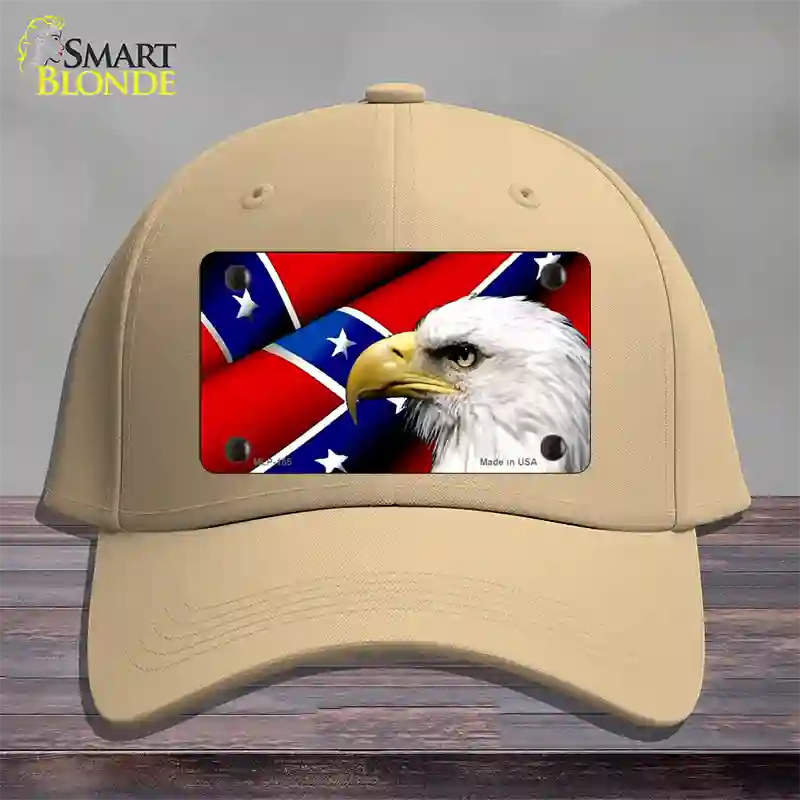 Confederate Flag Eagle Novelty License Plate Hat Cotton / Khaki