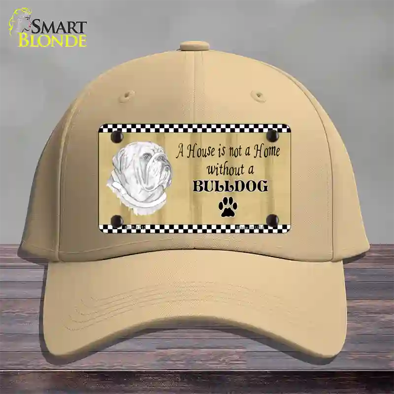 Pencil Sketch Bulldog Novelty License Plate Hat Cotton / Khaki