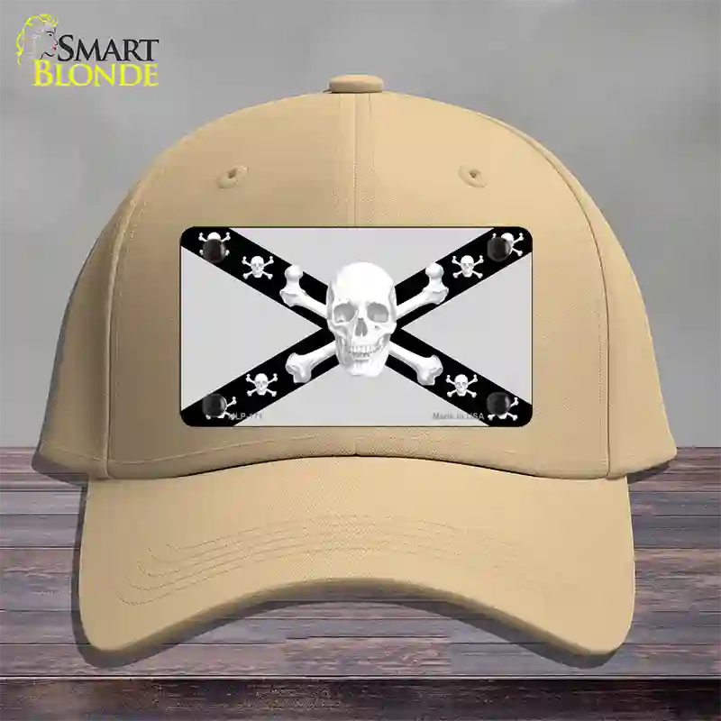 Skull Black & Silver Novelty License Plate Hat Cotton / Khaki