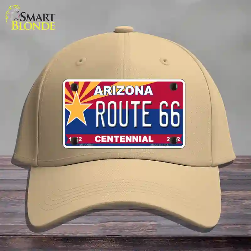 Arizona Centennial Route 66 Novelty License Plate Hat Cotton / Khaki