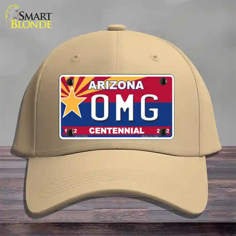 Arizona Centennial OMG Novelty License Plate Hat Cotton / Khaki