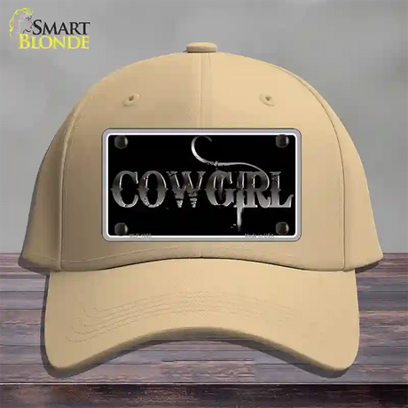 Cowgirl Black Novelty License Plate Hat Cotton / Khaki