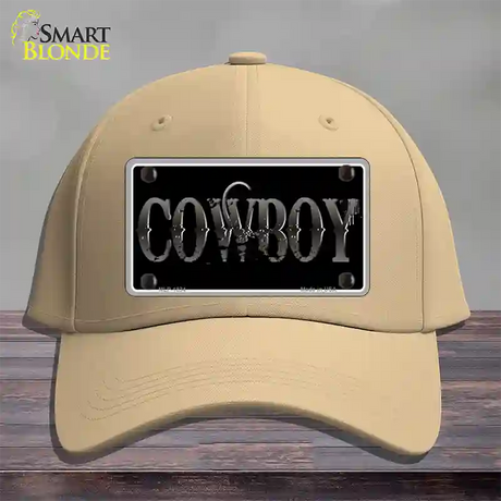 Cowboy Black Novelty License Plate Hat Cotton / Khaki