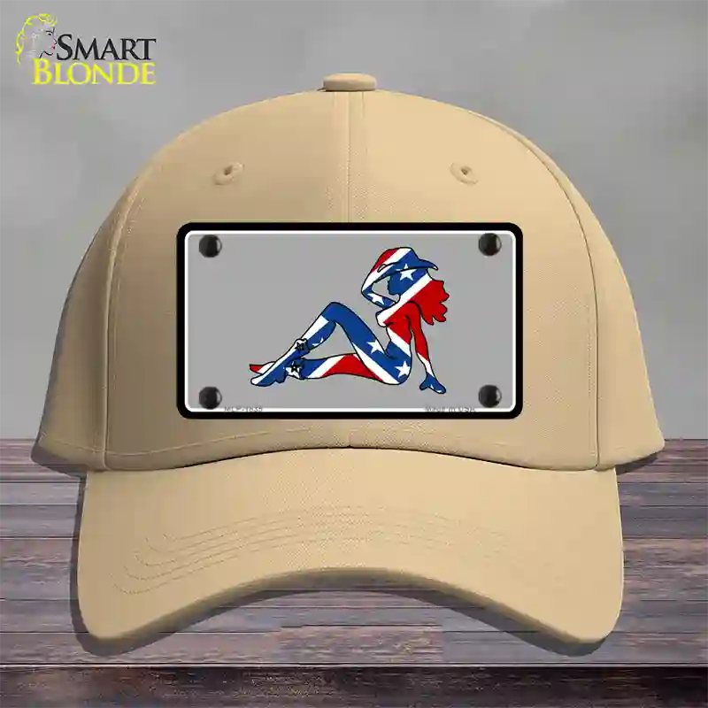 Confederate Flag Mud Flap Girl Novelty License Plate Hat Cotton / Khaki