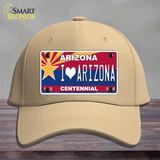 Arizona Centennial I Love Arizona Novelty License Plate Hat Cotton / Khaki