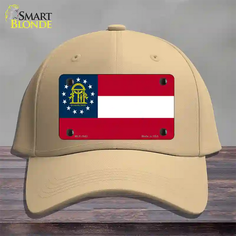 Georgia State Flag Novelty License Plate Hat Cotton / Khaki