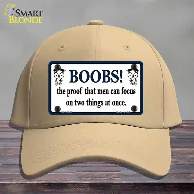 Boobs Proof Novelty License Plate Hat Cotton / Khaki