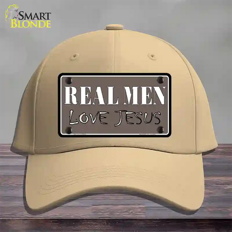 Real Men Love Jesus Novelty License Plate Hat Cotton / Khaki