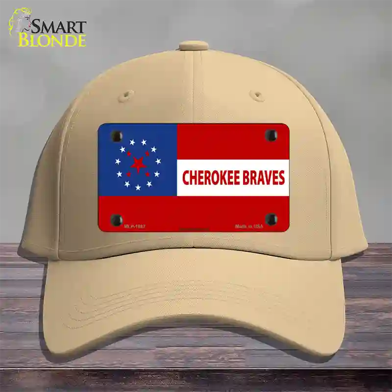 Cherokee Braves Flag Novelty License Plate Hat Cotton / Khaki