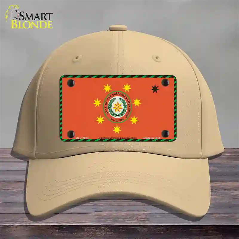 Cherokee Nation Flag Novelty License Plate Hat Cotton / Khaki