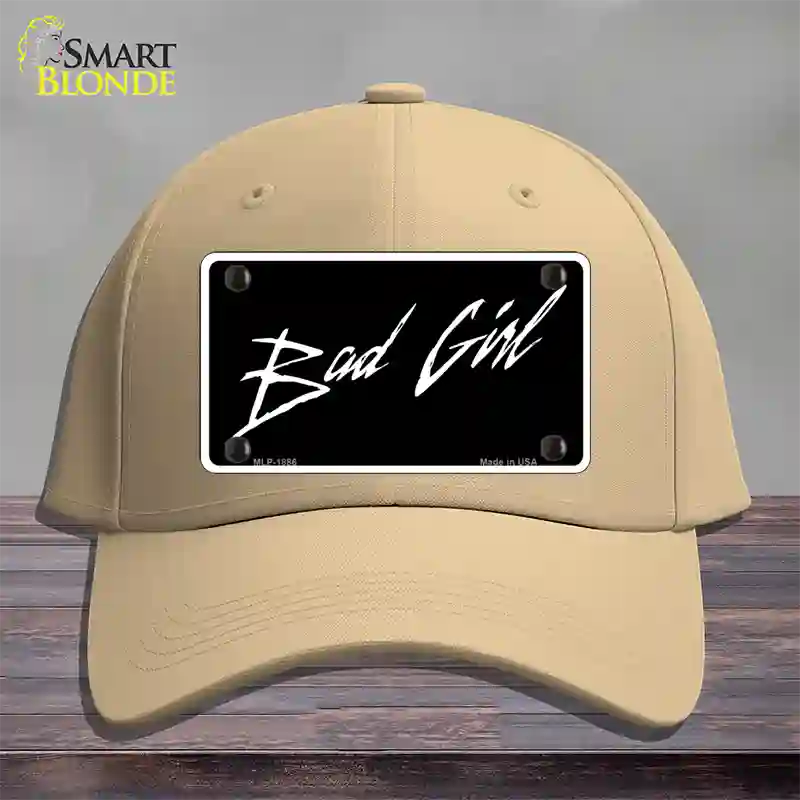 Bad Girl Novelty License Plate Hat Cotton / Khaki