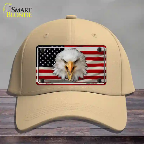 USA Eagle Novelty License Plate Hat Cotton / Khaki