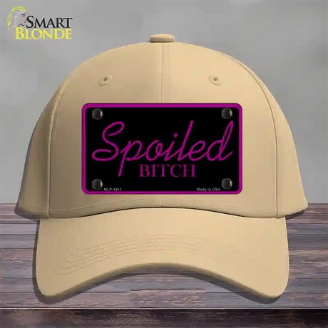 Spoiled Bitch Novelty License Plate Hat Cotton / Khaki